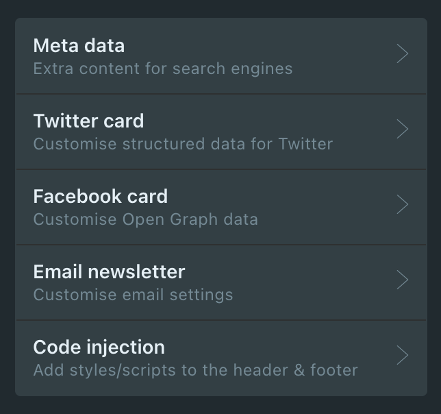 Metadata configuration in Ghost